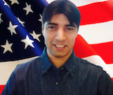 Picture of Shane Hill against an American Flag background